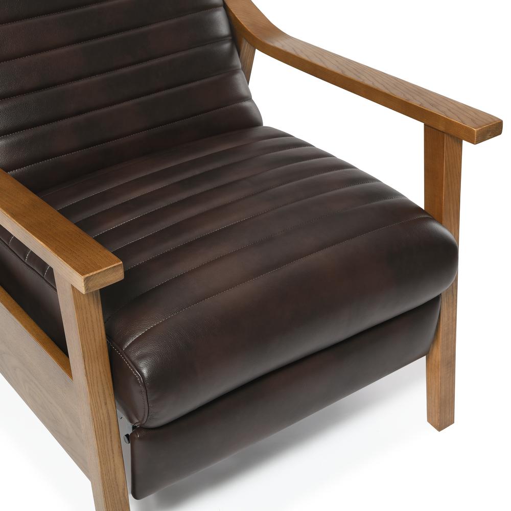 Arthur Wood Arm Push Back Recliner - Burnished Brown. Picture 8