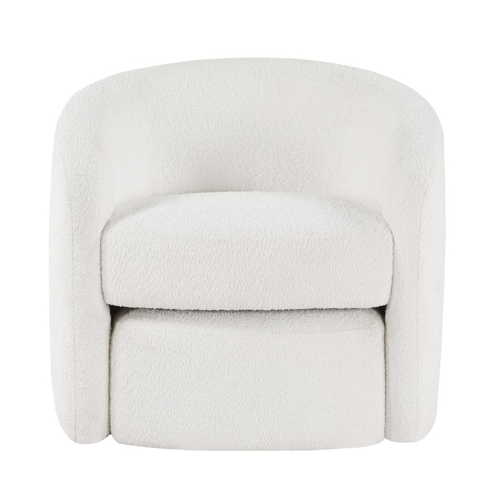 Silvie White Boucle Fabric Accent Chair with Ottoman. Picture 1
