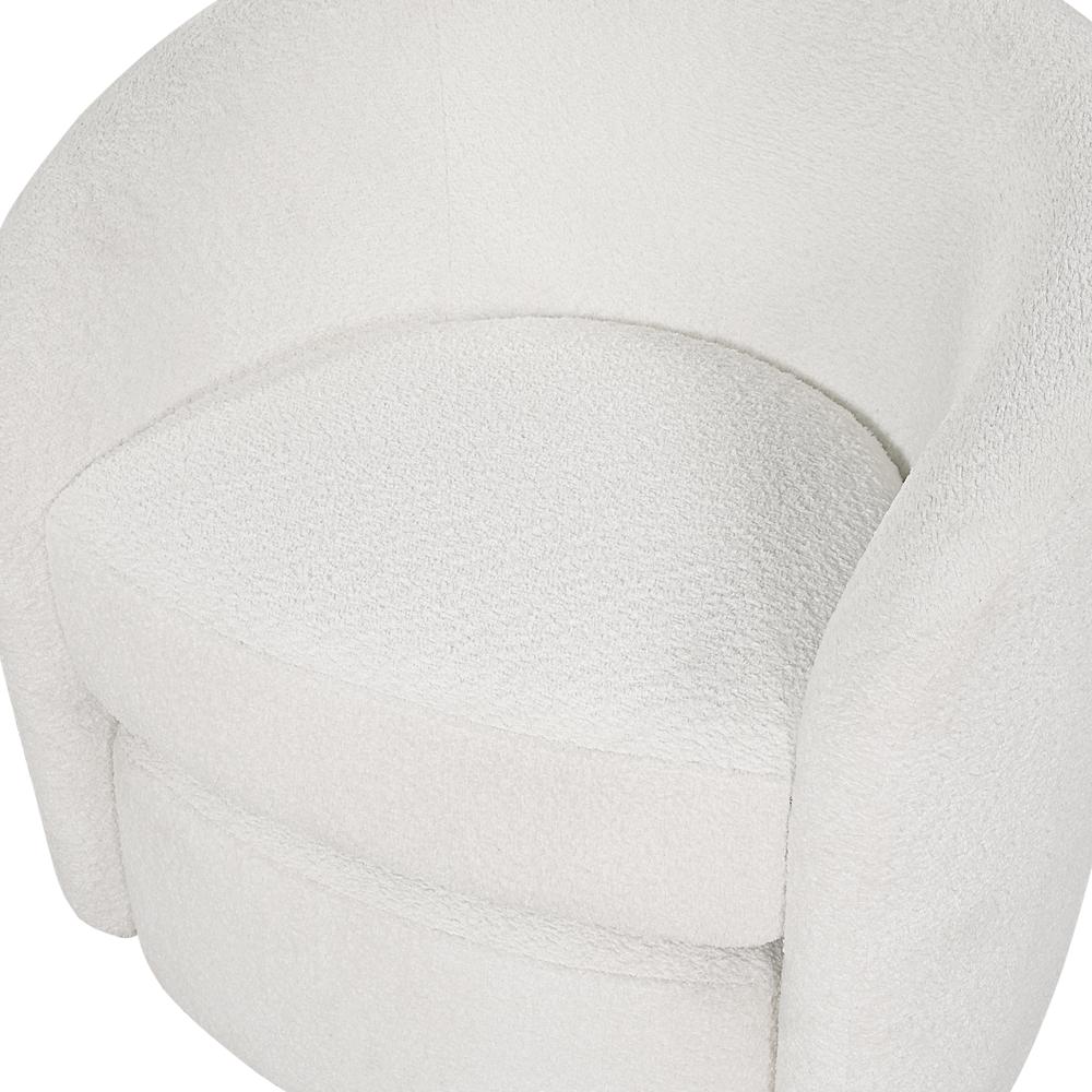 Silvie White Boucle Fabric Accent Chair with Ottoman. Picture 10