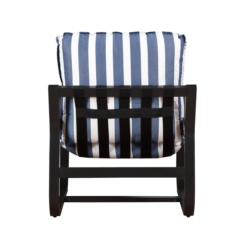 Aspen Outdoor Sling Chair Upholstered in Blue and White Stripe Fabric. Picture 5