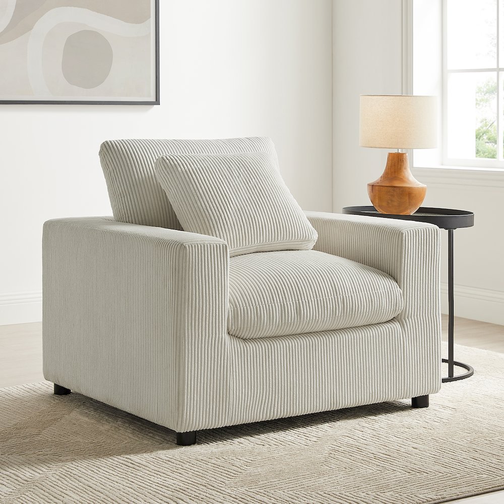 Casella Modern Armchair - Beige Corduroy. Picture 3