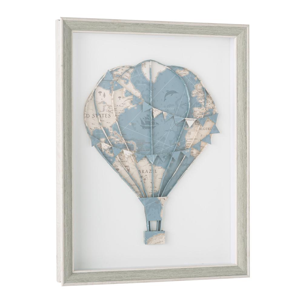 Floating Above, Blue Hot Air Balloon Shadow Box. Picture 2