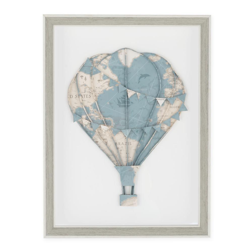 Floating Above, Blue Hot Air Balloon Shadow Box. Picture 1
