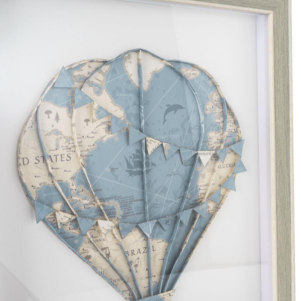 Floating Above, Blue Hot Air Balloon Shadow Box. Picture 3