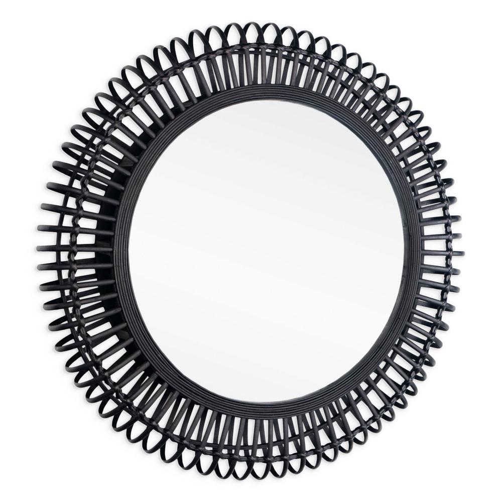Reina 31" Black Bamboo Wall Mirror. Picture 1