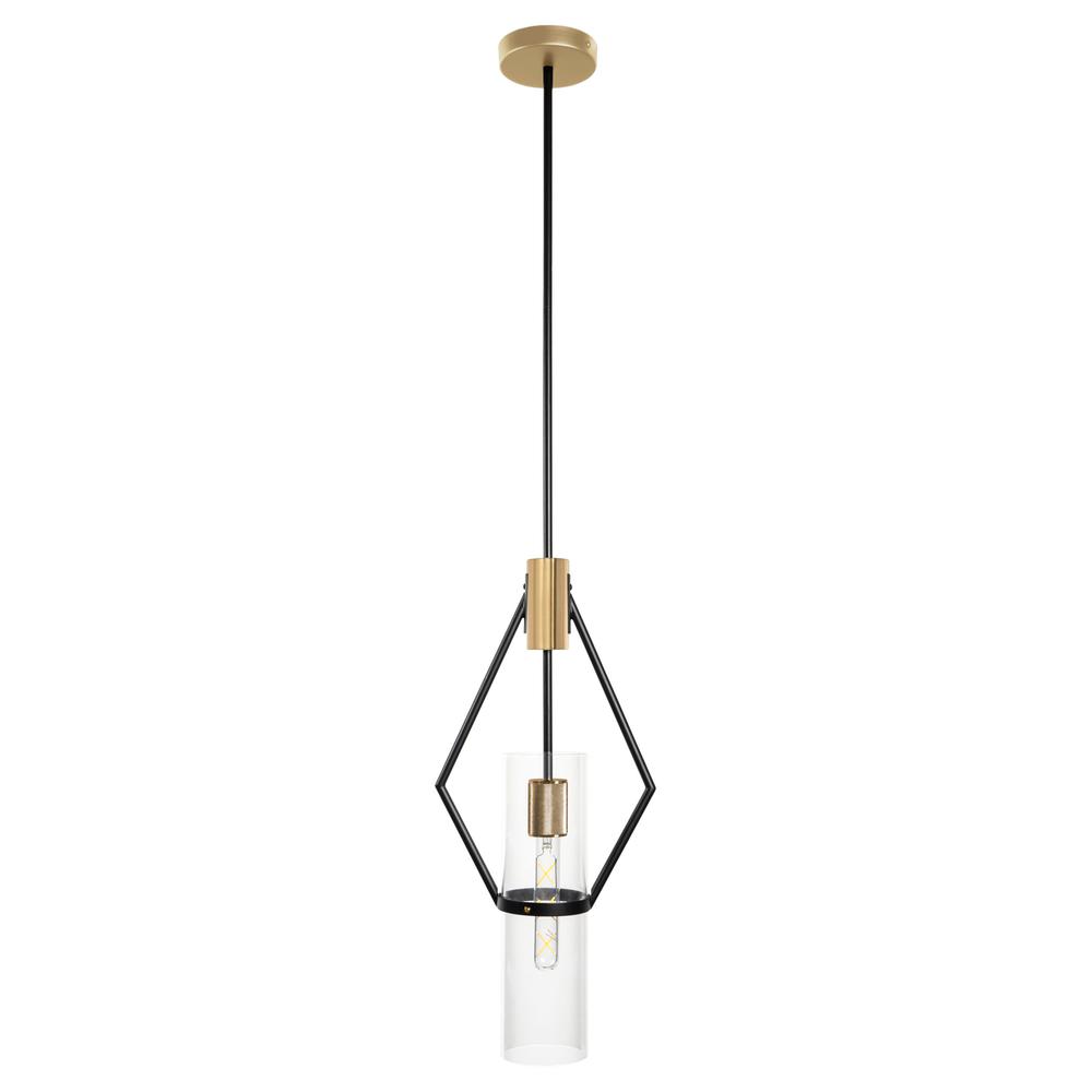 Everly Single Light Pendant, Black and Brass. Picture 2