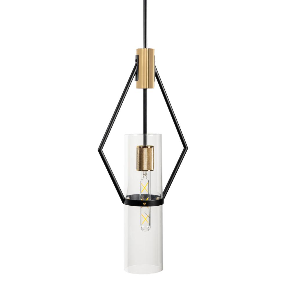 Everly Single Light Pendant, Black and Brass. Picture 1