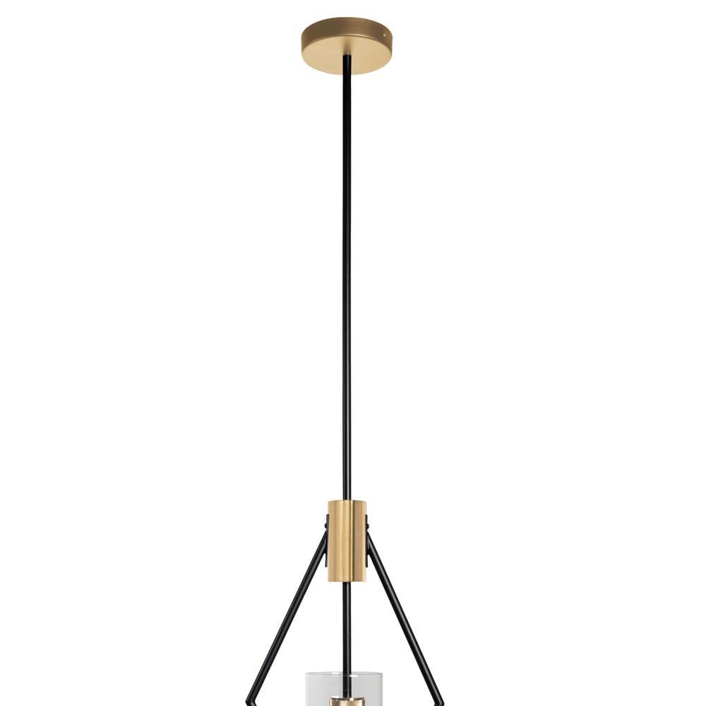 Everly Single Light Pendant, Black and Brass. Picture 3