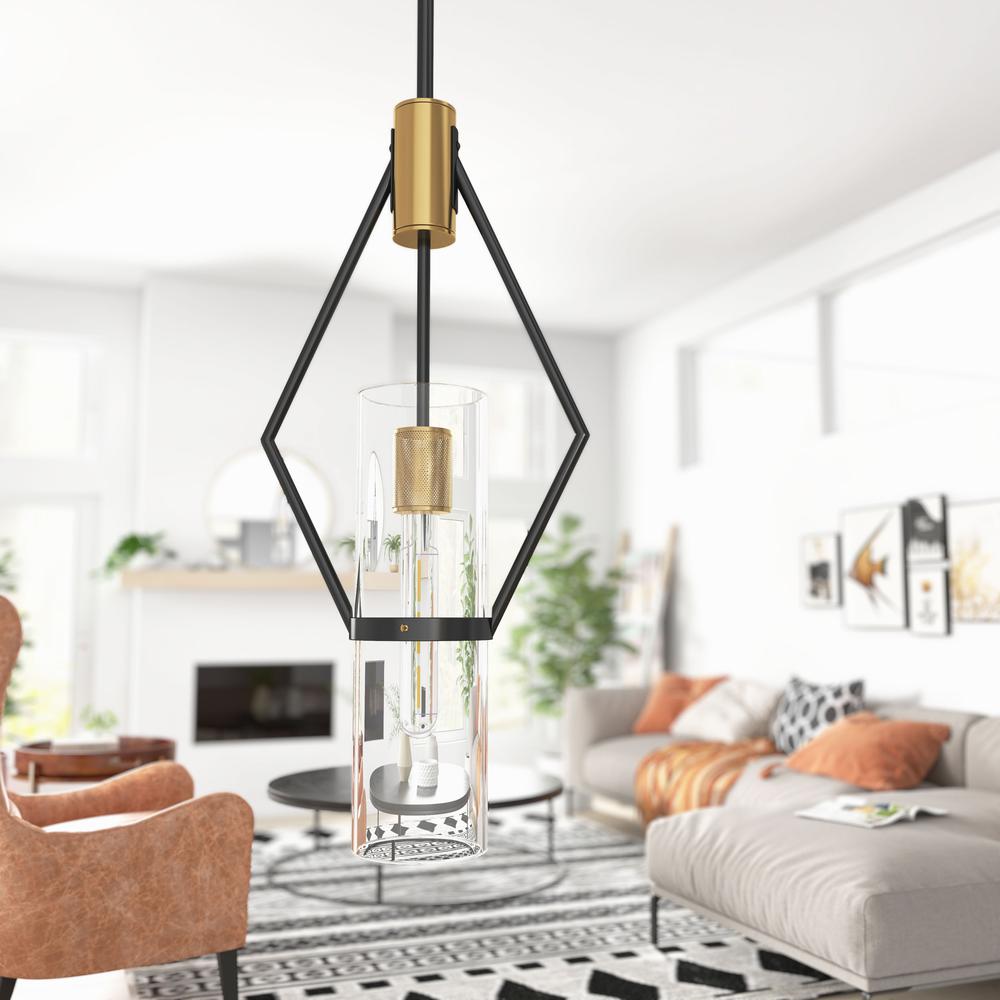 Everly Single Light Pendant, Black and Brass. Picture 8