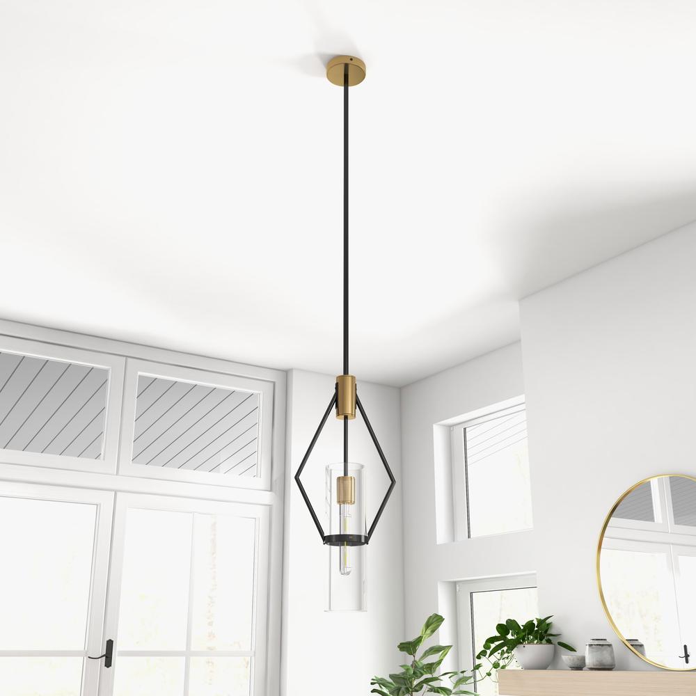 Everly Single Light Pendant, Black and Brass. Picture 10