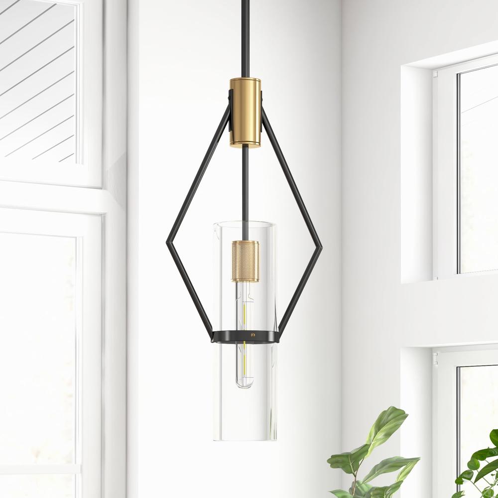 Everly Single Light Pendant, Black and Brass. Picture 11