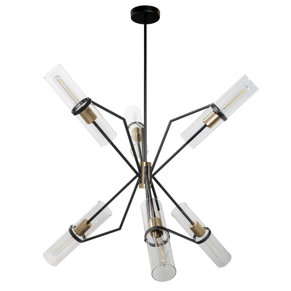 Everly 6 Light Chandelier, Black and Brass. Picture 2
