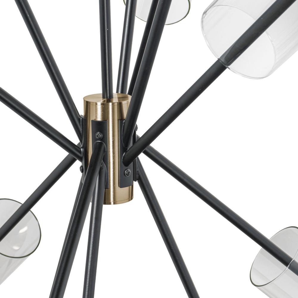 Everly 6 Light Chandelier, Black and Brass. Picture 4