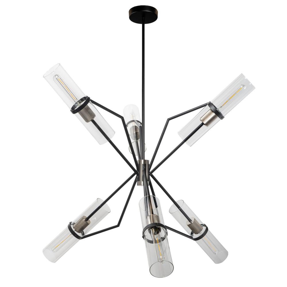 Everly 6 Light Chandelier, Black and Chrome. Picture 2