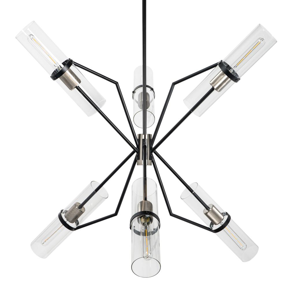 Everly 6 Light Chandelier, Black and Chrome. Picture 1