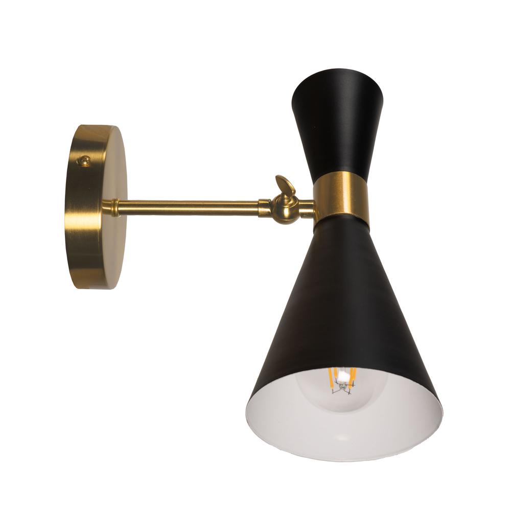 Calvin One Armed Black and Brass Metal Wall Sconce. Picture 2