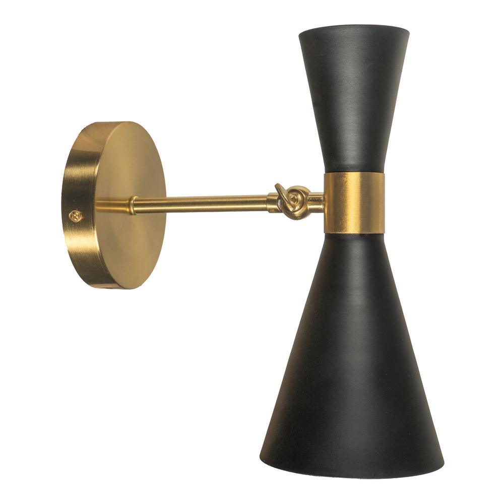 Calvin One Armed Black and Brass Metal Wall Sconce. Picture 1