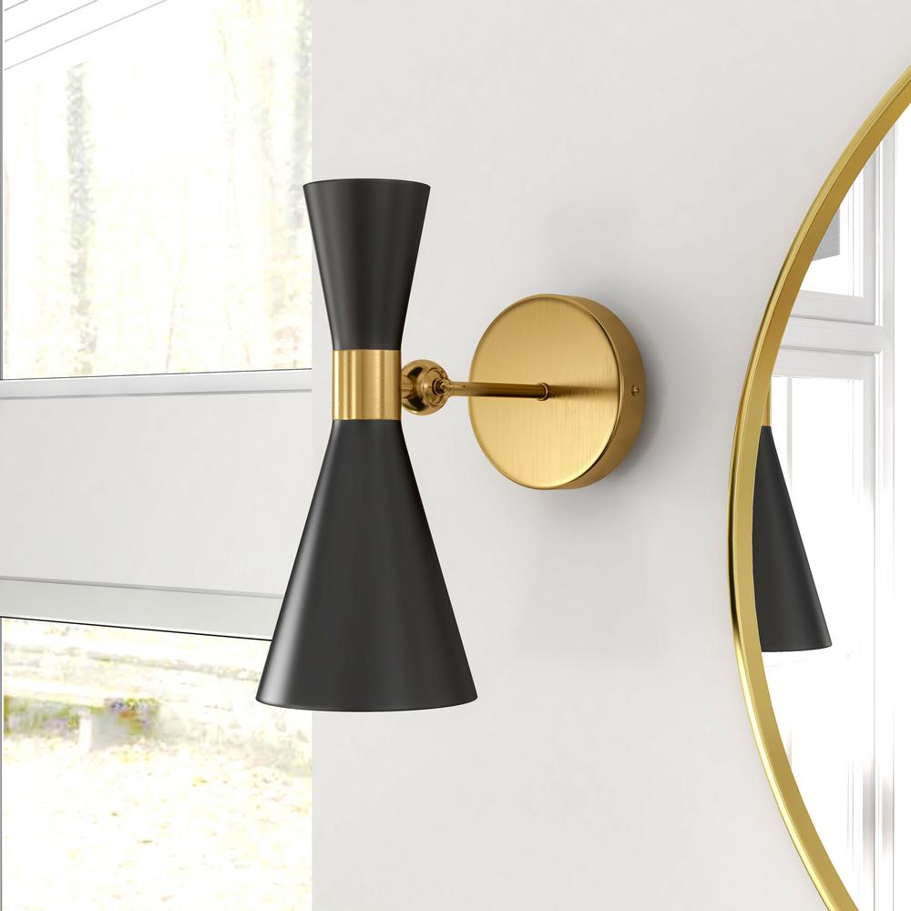 Calvin One Armed Black and Brass Metal Wall Sconce. Picture 7