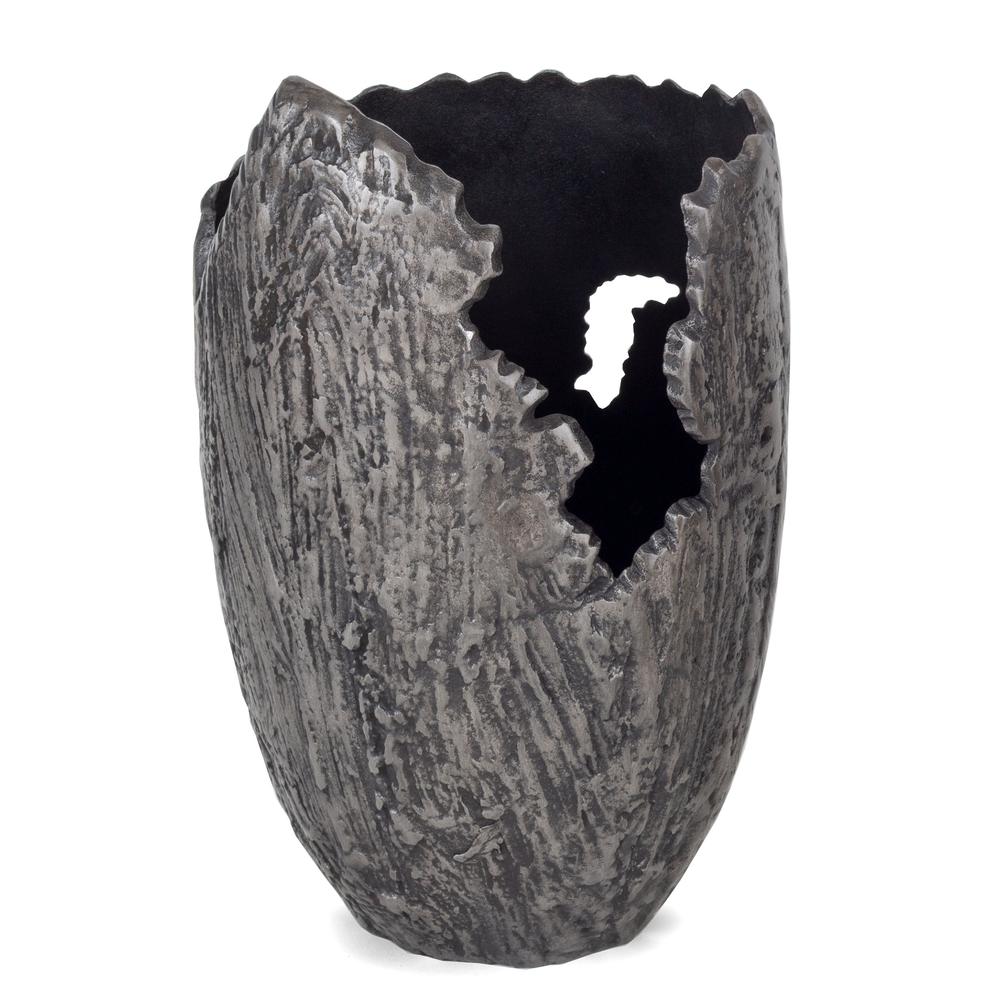 Terra Metal Vase Large, Grey. Picture 1