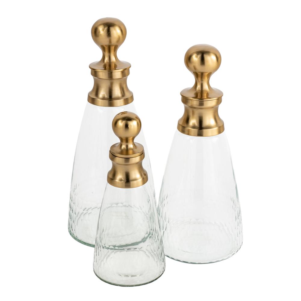Vivianne Decorative Glass Bottles, Set of 3. Picture 1