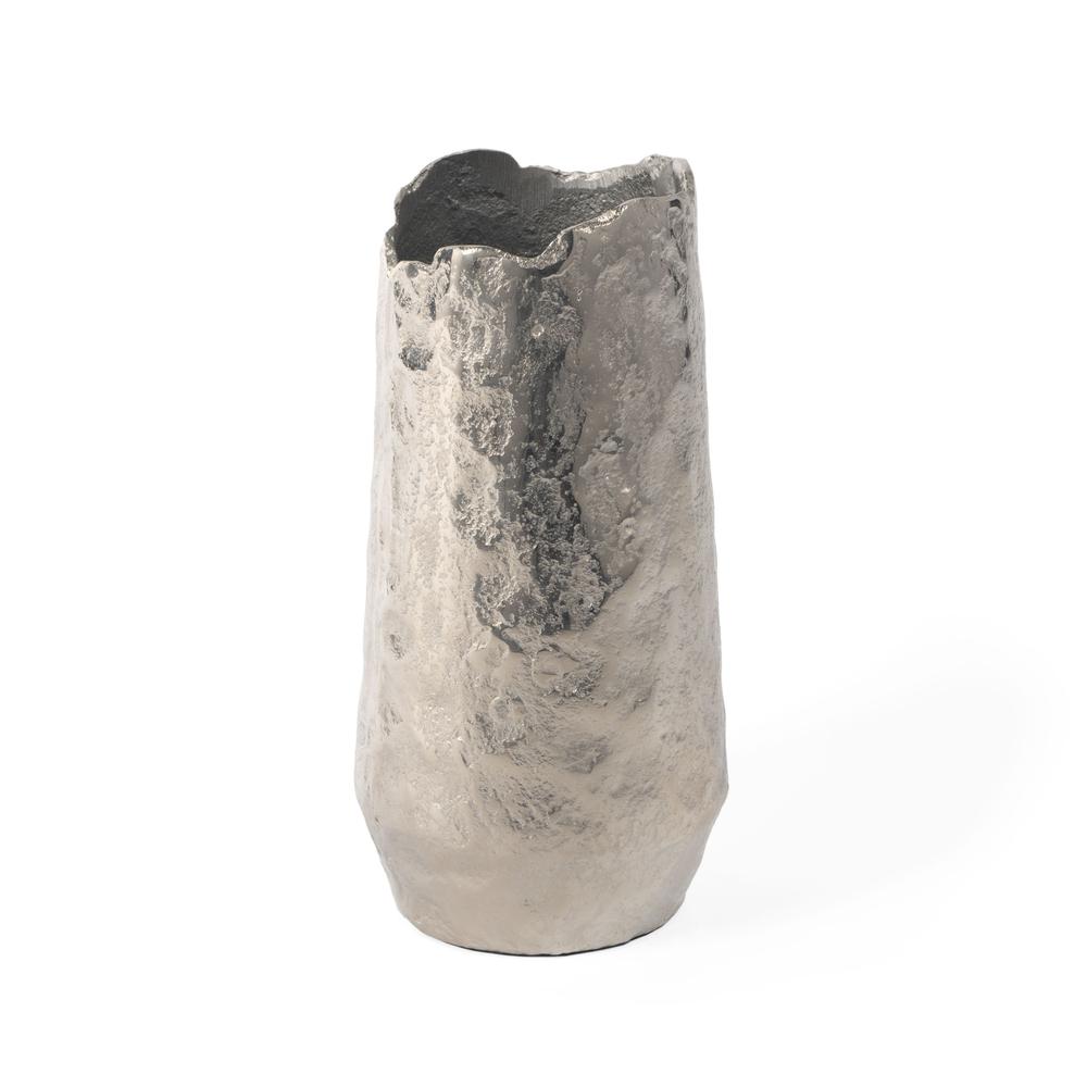 Samira 10" Metal Table Vase, Small Nickel. Picture 1