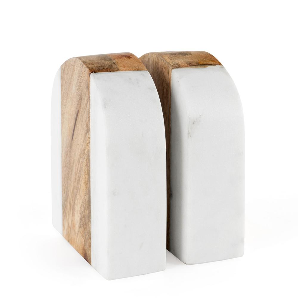 Wagner Wood and Marble Bookends, Set of 2. Picture 2