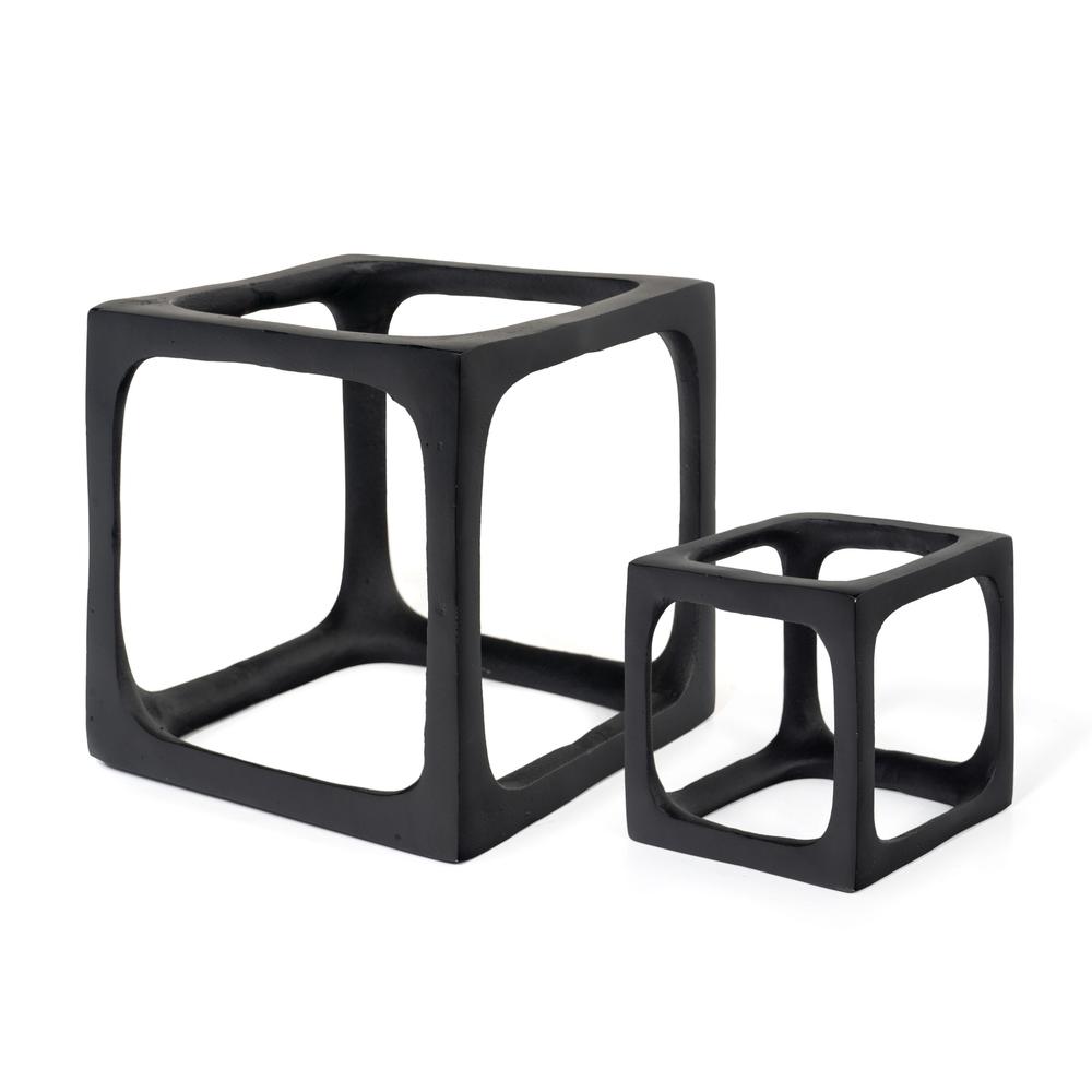 Selena Black Decorative Cube Sculptures, Set of 2. Picture 1