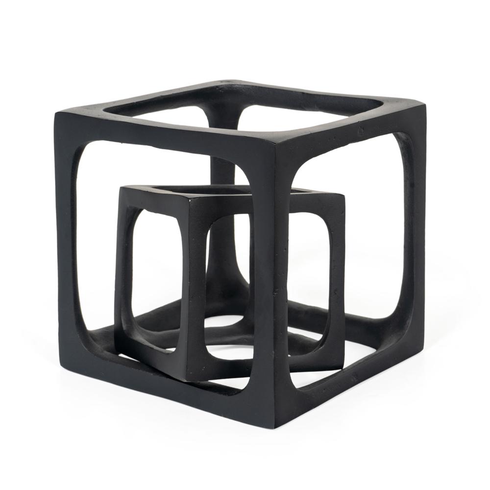 Selena Black Decorative Cube Sculptures, Set of 2. Picture 2