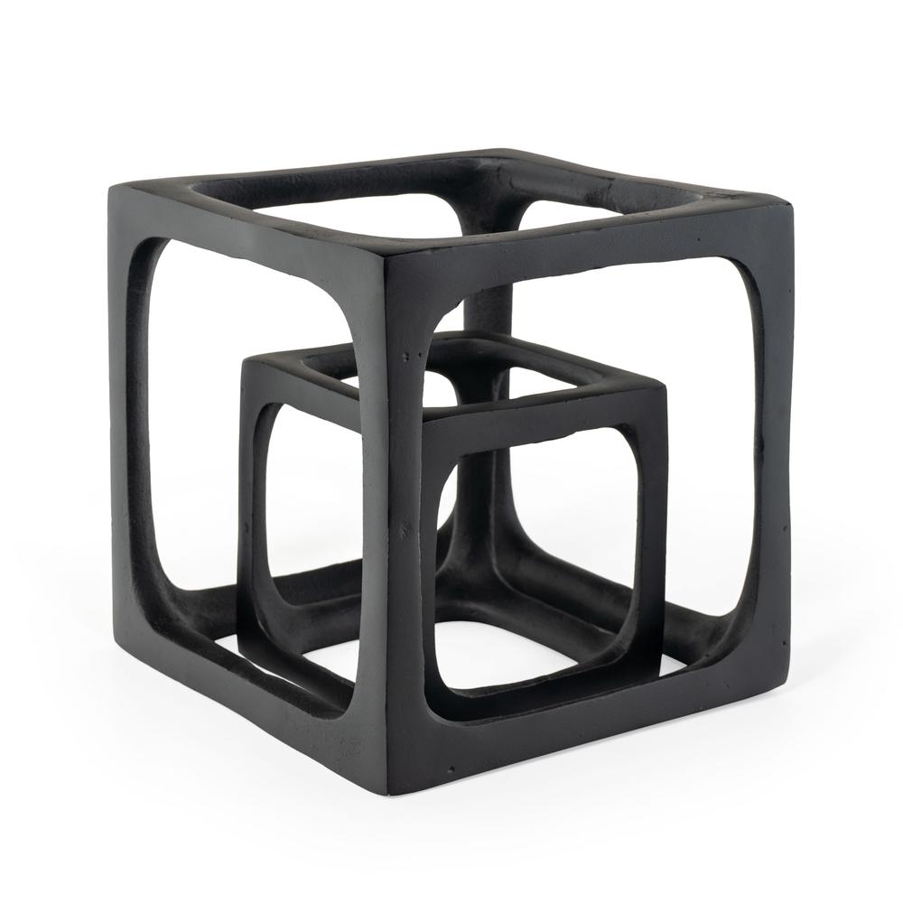 Selena Black Decorative Cube Sculptures, Set of 2. Picture 3