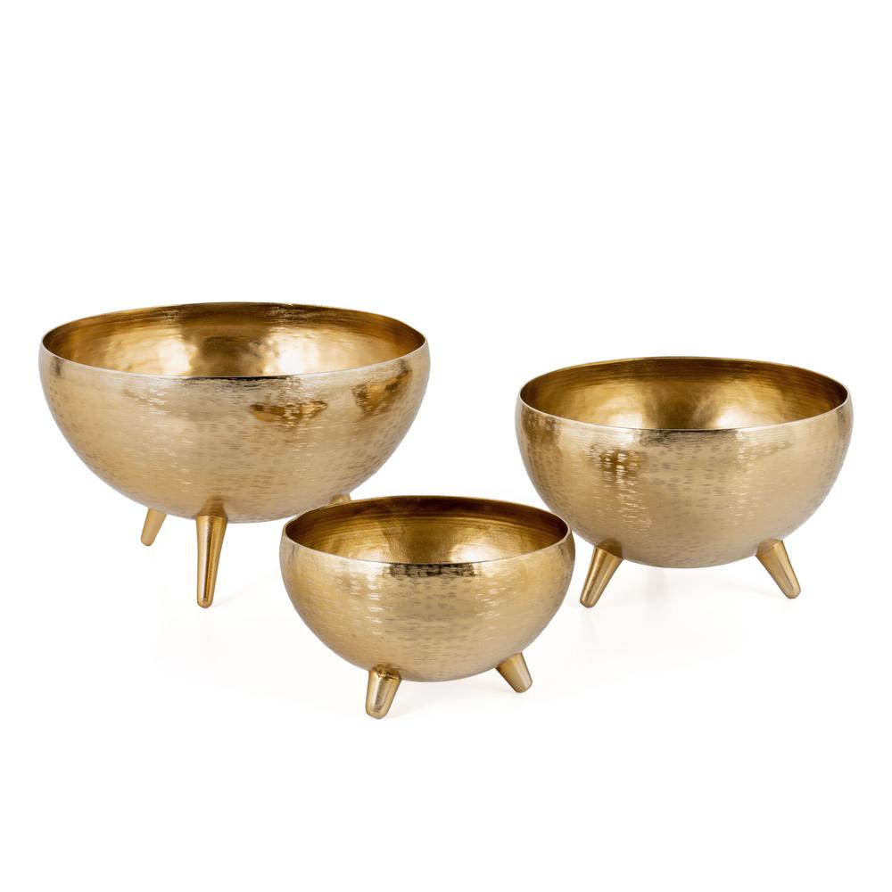 Yasmeen Gold Metal Planter Bowls, Set of 3. Picture 1