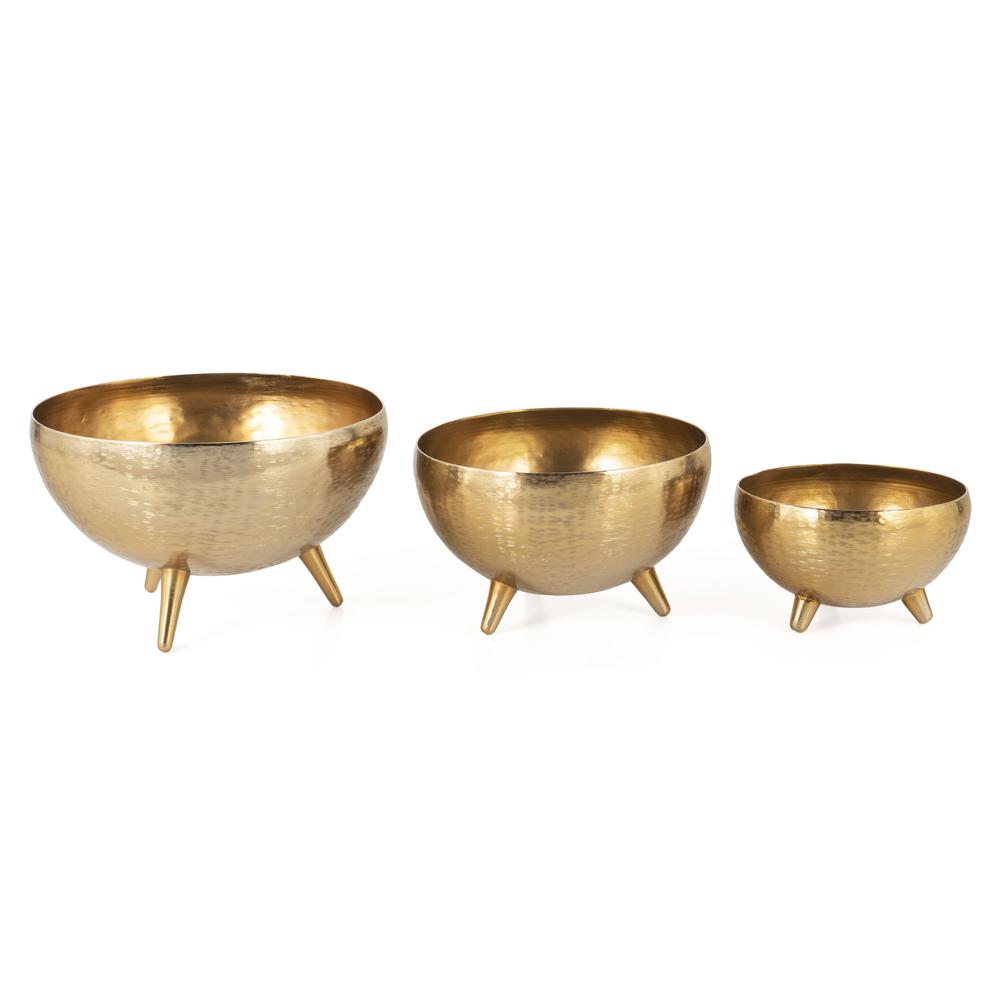Yasmeen Gold Metal Planter Bowls, Set of 3. Picture 2