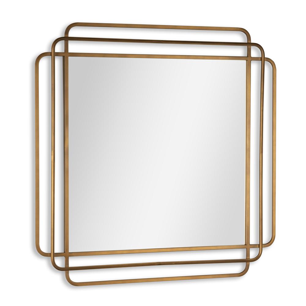 Shayan 35" Bronze Square Metal Wall Mirror. Picture 1