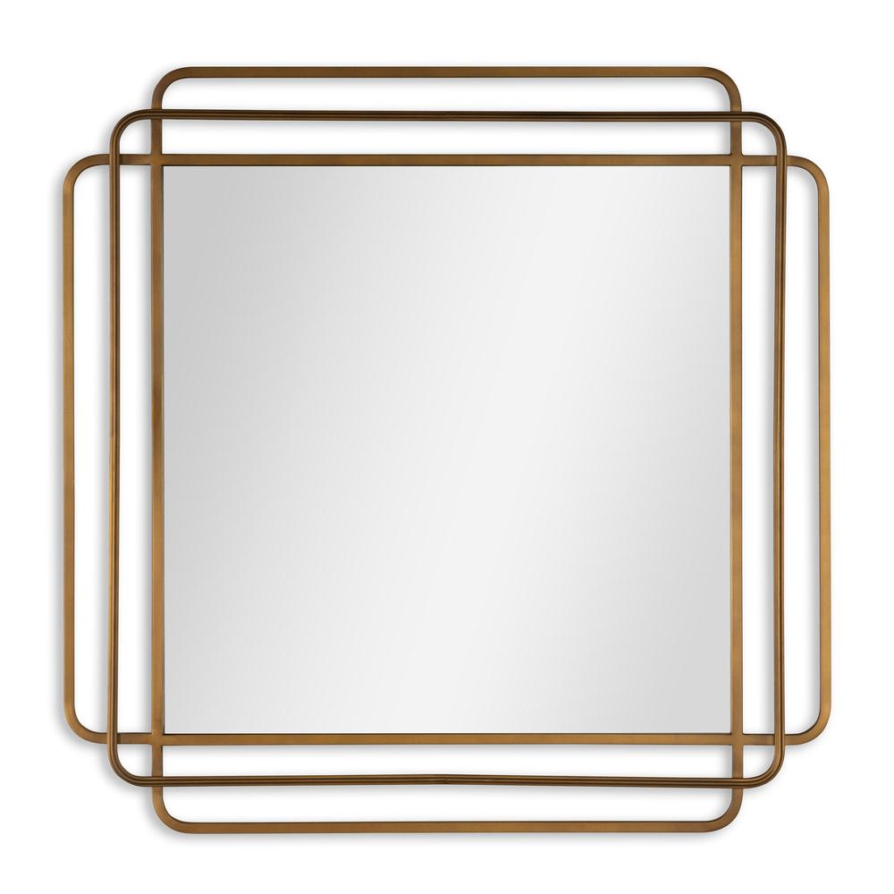 Shayan 35" Bronze Square Metal Wall Mirror. Picture 2