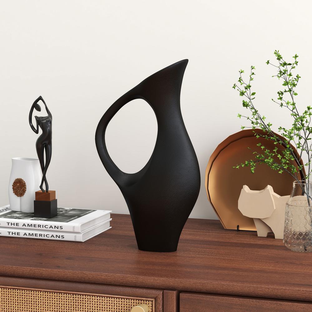 Kendra Decorative Metal Table Vase, Small Black. Picture 9