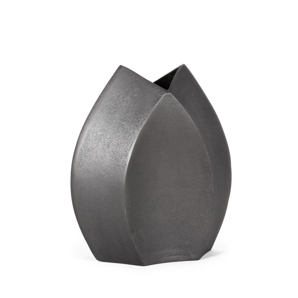 Aniya Decorative Metal Table Vase, Small Grey. Picture 1
