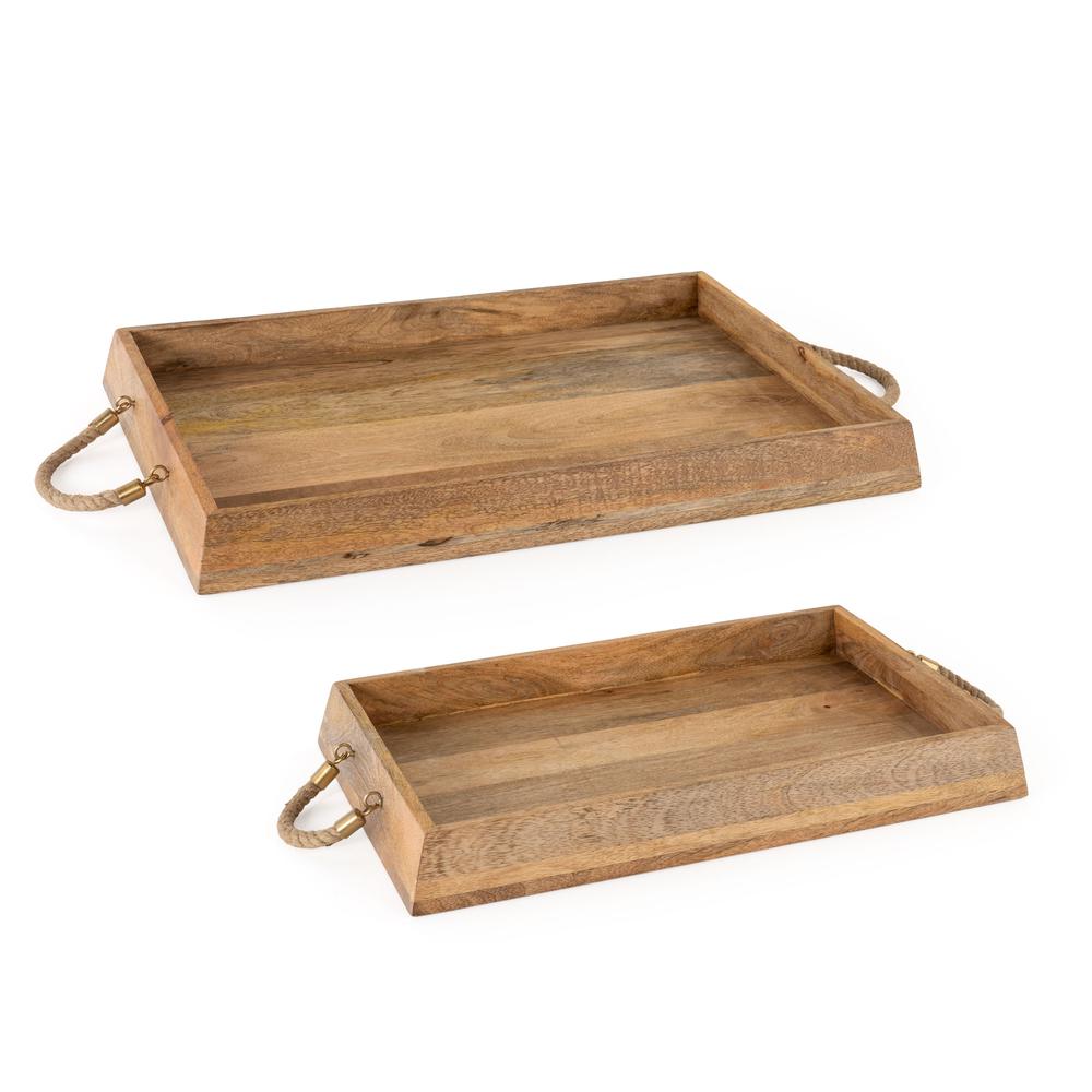 Caydence Rectangle Wood Trays, Set of 2. Picture 2