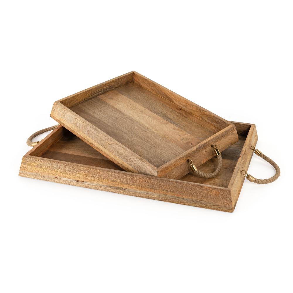 Caydence Rectangle Wood Trays, Set of 2. Picture 3