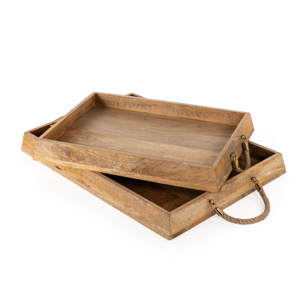 Caydence Rectangle Wood Trays, Set of 2. Picture 4