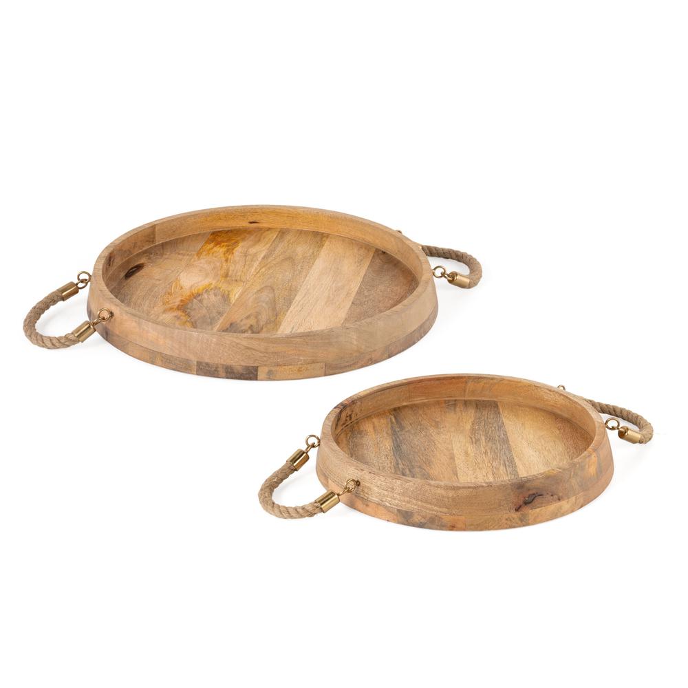 Benjamin Round Wood Trays, Set of 2. Picture 2