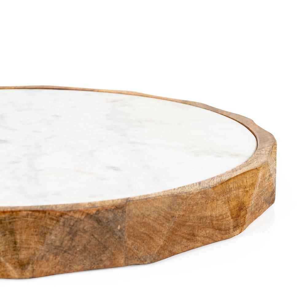Carmelo 15" Round Marble and Wood Serving Board. Picture 4