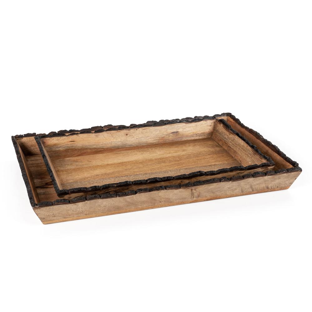 Darius Rectangle Wood Trays, Set of 2. Picture 1