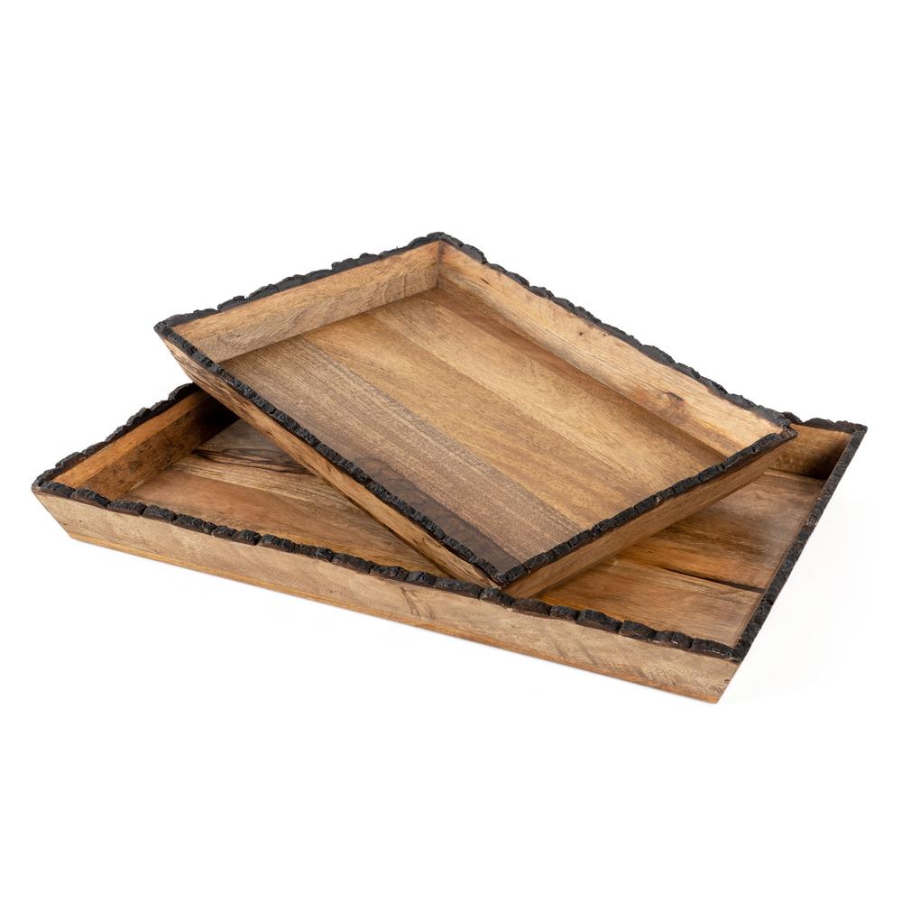 Darius Rectangle Wood Trays, Set of 2. Picture 2