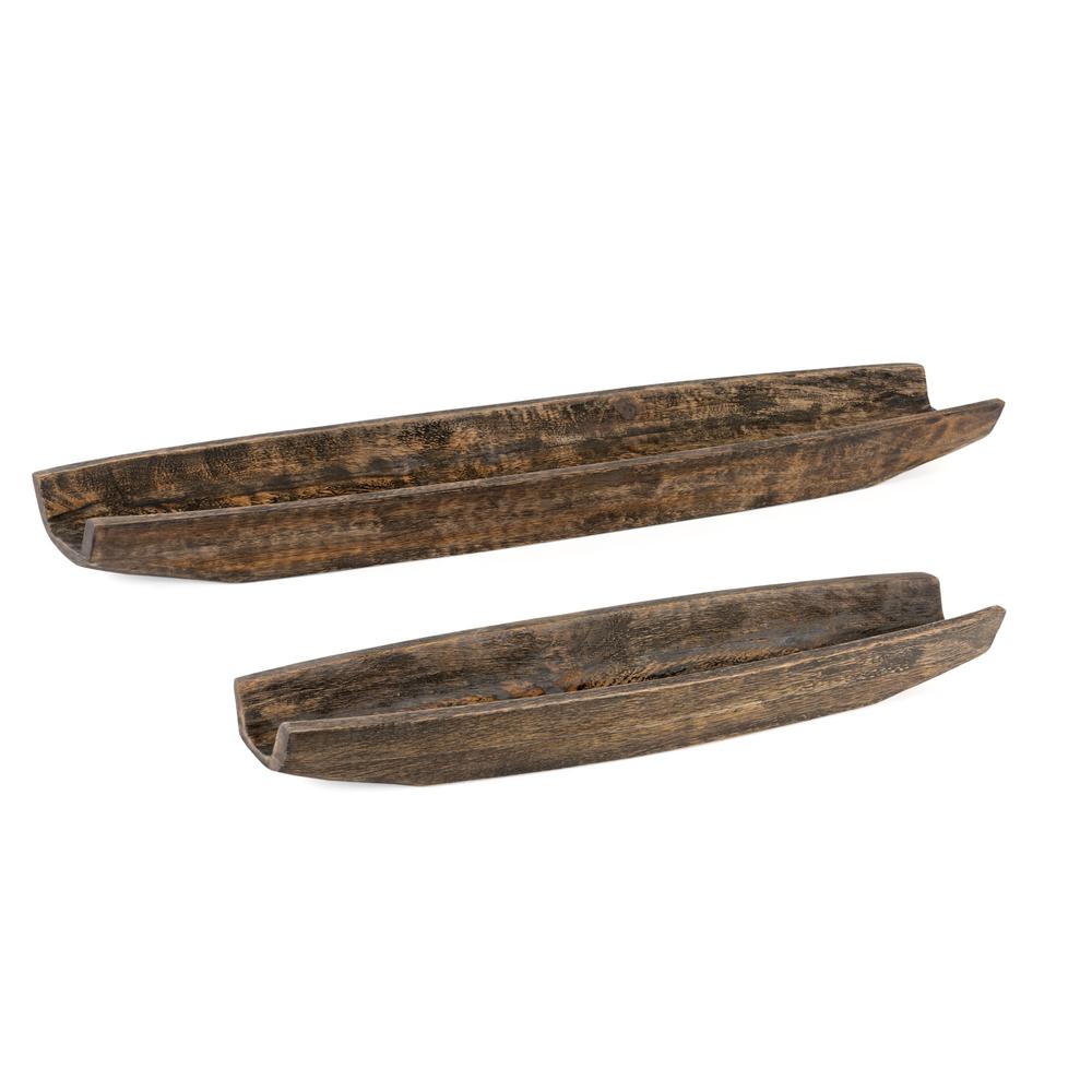 Colbie Wood Boat Trays, Set of 2. Picture 2