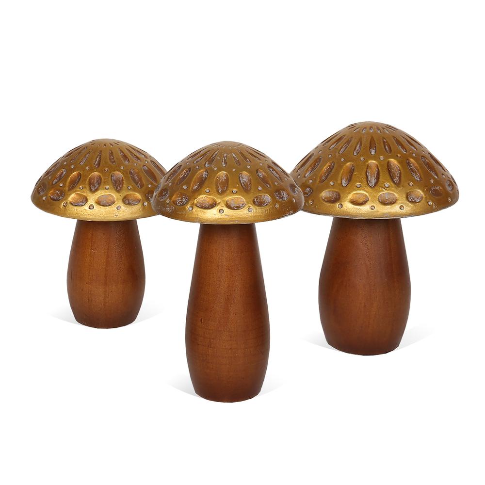 Kaisley Wooden Mushrooms, Set of 3. Picture 1