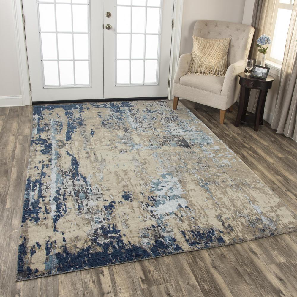 Hand Knotted Cut Pile Wool/ Viscose Rug, 10' x 14'. Picture 2