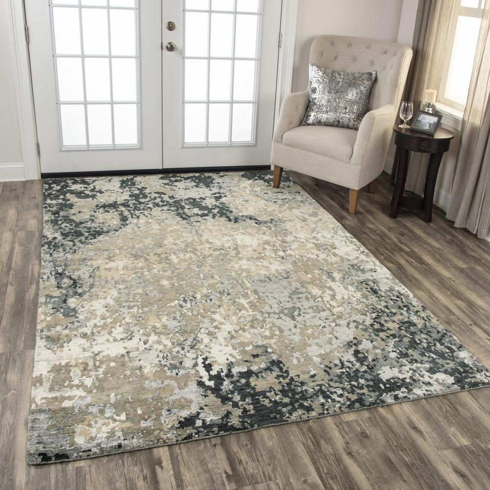 Hand Knotted Cut Pile Wool/ Viscose Rug, 10' x 14'. Picture 2
