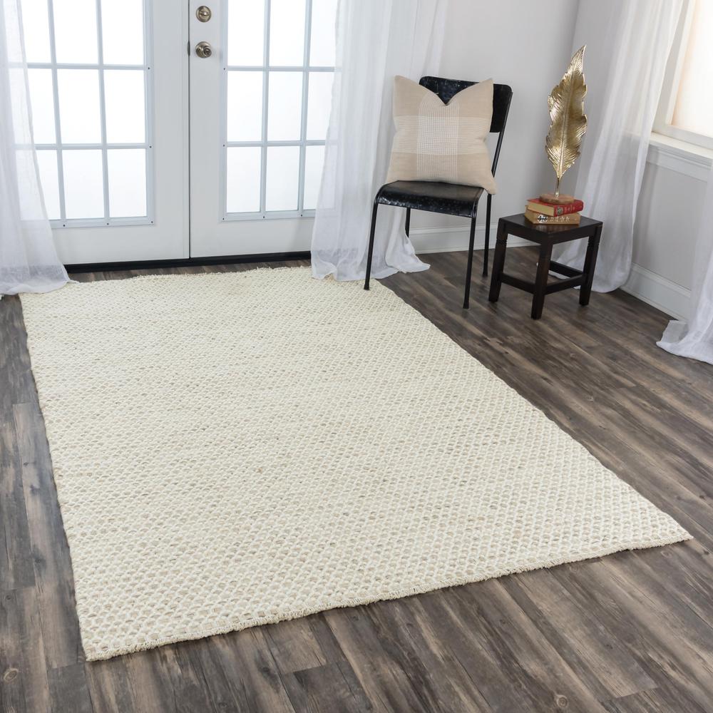 Hand Woven Loop Pile Wool Rug, 5' x 7'6". Picture 2