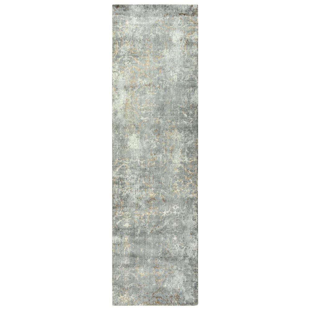 Hybrid Cut Pile Wool/ Tencel Rug, 2'6" x 8'. Picture 1