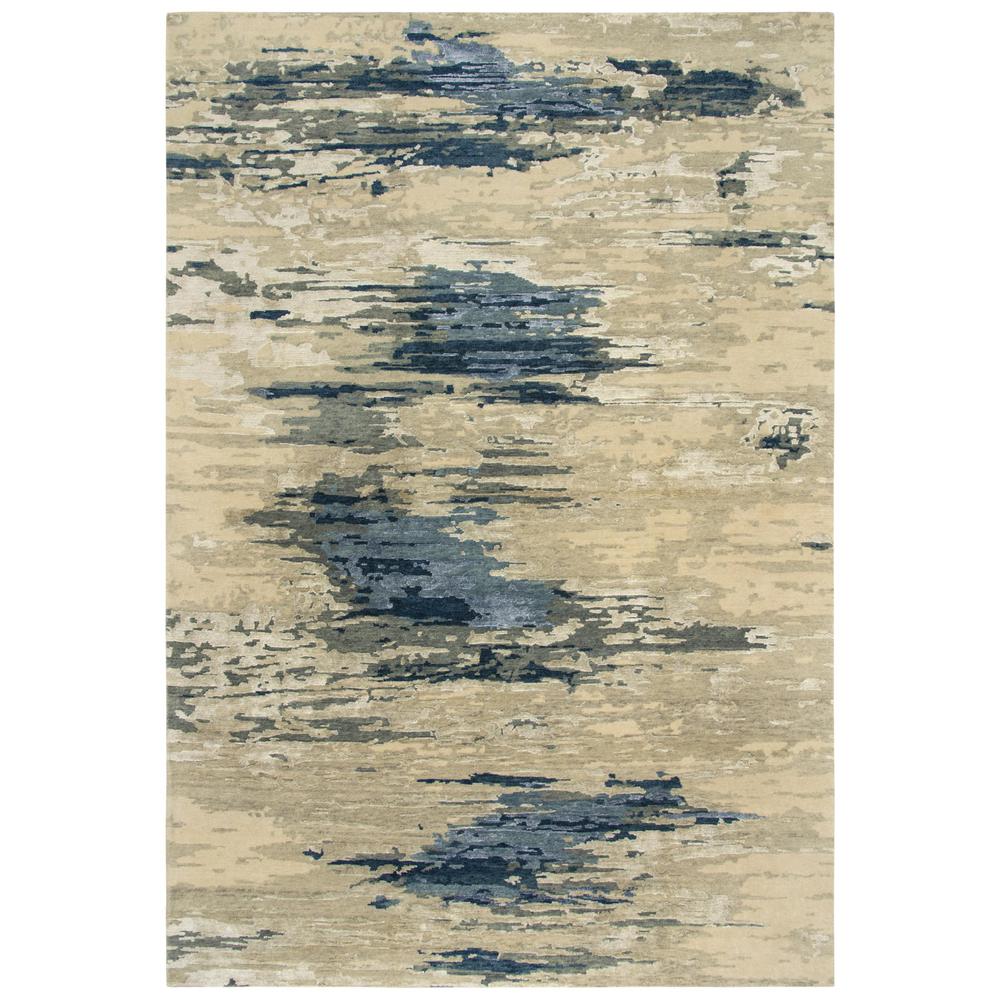 Hand Knotted Cut Pile Wool/ Viscose Rug, 6' x 9'. Picture 1