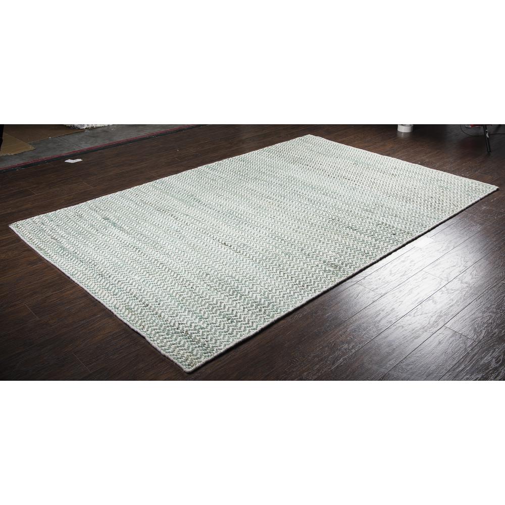 Hand Woven Flat Weave Pile Jute/ Wool Rug, 5' x 8'. Picture 9